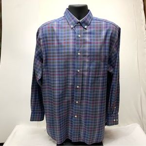 Daniel Cremieux Signature Men's Large Blue Plaid Long Sleeve Button Up Shirt